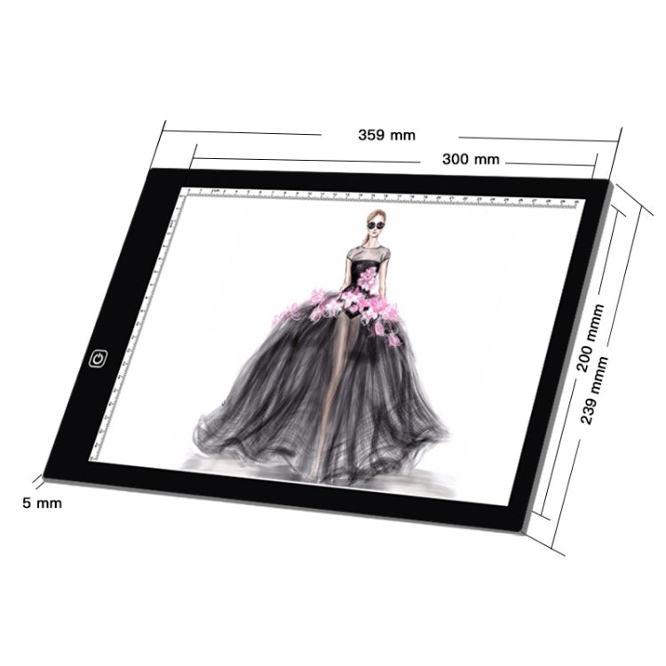A4 Size LED Three Level of Brightness Dimmable Acrylic Copy Boards for Anime Sketch Drawing Sketchpad, with 1.5m USB Cable, A4 with 1.5m USB Cable & Power Adapter