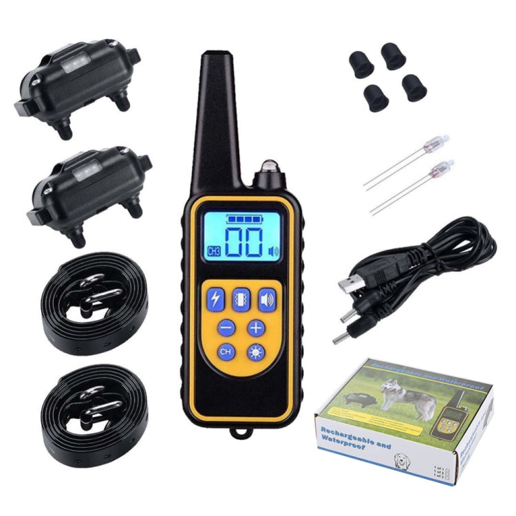 880-2 800 Yards Rechargeable Remote Control Collar Dog Training Device Anti Barking Device, 880-2 Black Black, 880-2 Black+Orange