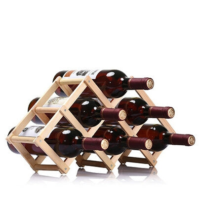 6 Bottles Racks Foldable Wine Stand Wooden Wine Holder Kitchen Bar Display Shelf, 6 Bottles
