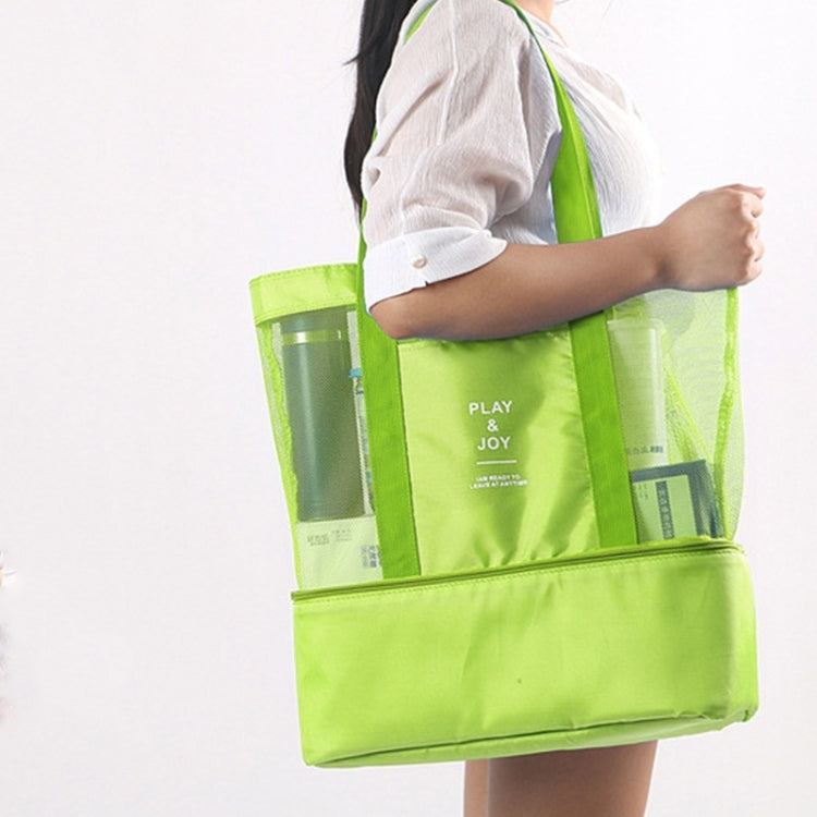 Portable Double Layer Mesh Sport Duffel Beach Picnic Shoulder Storage Bag Handbag, Double Layer Handbag(Green), Double Layer Handbag(Blue)
