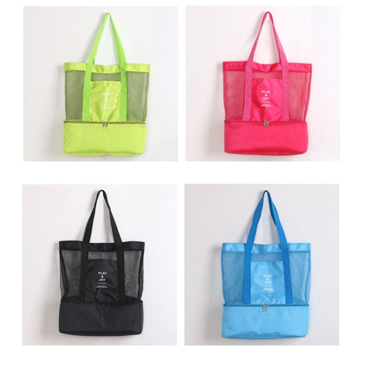 Portable Double Layer Mesh Sport Duffel Beach Picnic Shoulder Storage Bag Handbag, Double Layer Handbag(Green), Double Layer Handbag(Blue)