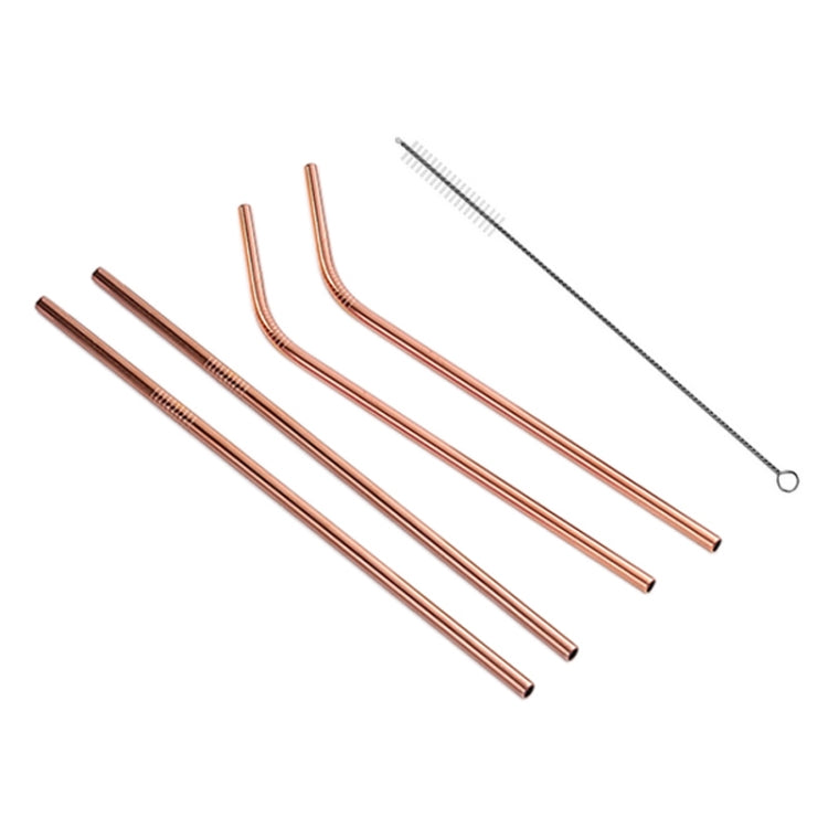 4pcs Reusable Stainless Steel Drinking Straw + Cleaner Brush Set Kit,  215*6mm, 215*6mm (Combination)