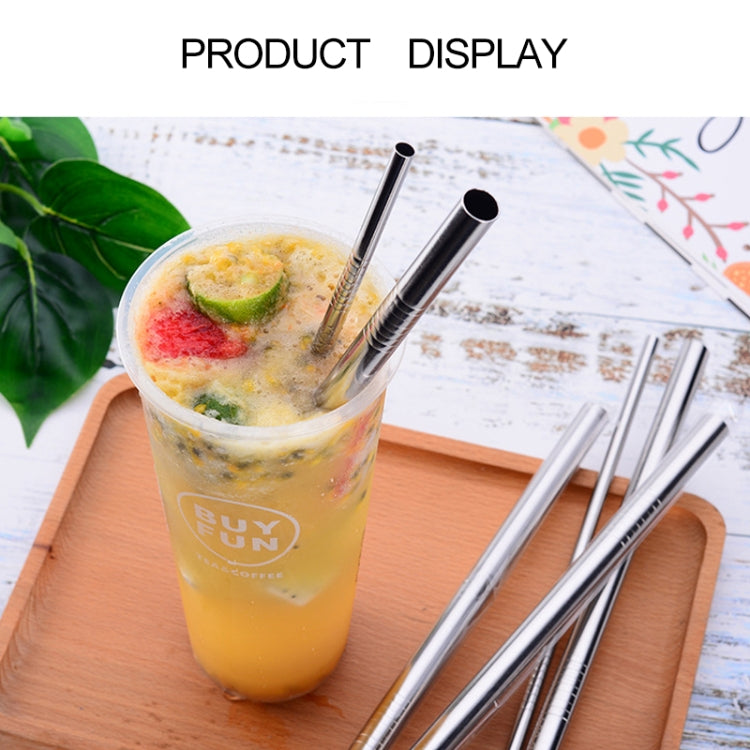 4pcs Reusable Stainless Steel Drinking Straw + Cleaner Brush Set Kit,  215*8mm, 215*8mm (Combination)