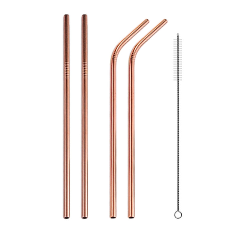 4pcs Reusable Stainless Steel Drinking Straw + Cleaner Brush Set Kit,  266*6mm, 266*6mm (Combination)