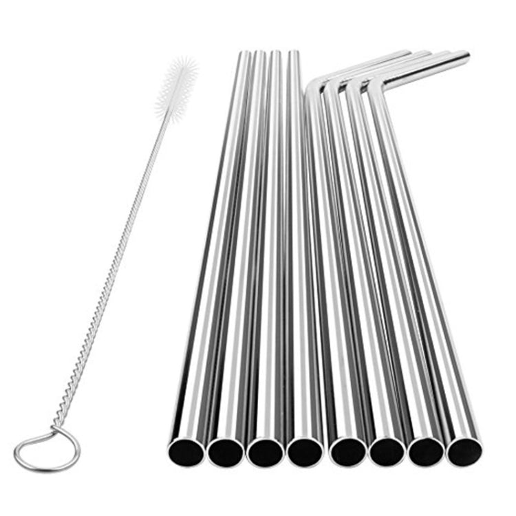 4pcs Reusable Stainless Steel Drinking Straw + Cleaner Brush Set Kit,  266*6mm, 266*6mm (Combination)