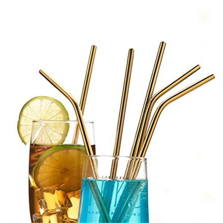 4pcs Reusable Stainless Steel Drinking Straw + Cleaner Brush Set Kit,  266*6mm, 266*6mm (Combination)