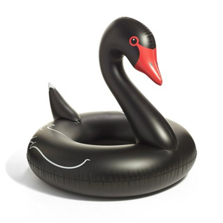 Swan Shaped Inflatable Floating Swimming Safety Pool Ring, Inflated Size: 110cm, 110cm Swan Black