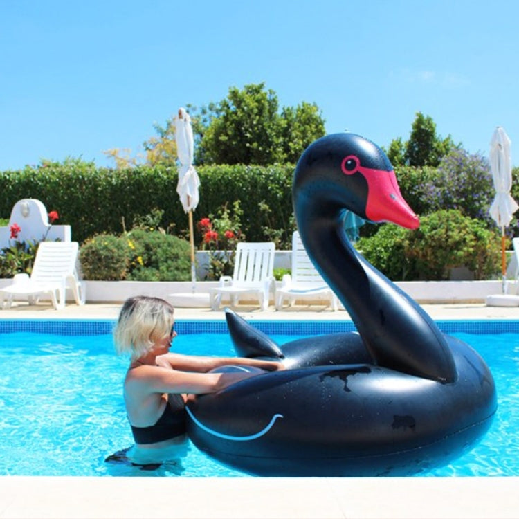 Swan Shaped Inflatable Floating Swimming Safety Pool Ring, Inflated Size: 110cm, 110cm Swan Black