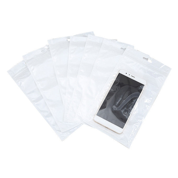 100 PCS 11cm x 18cm Hang Hole Clear Front White Pearl Jewelry Zip Lock Packaging Bag, Custom Printing and Size are welcome, 11*18cm