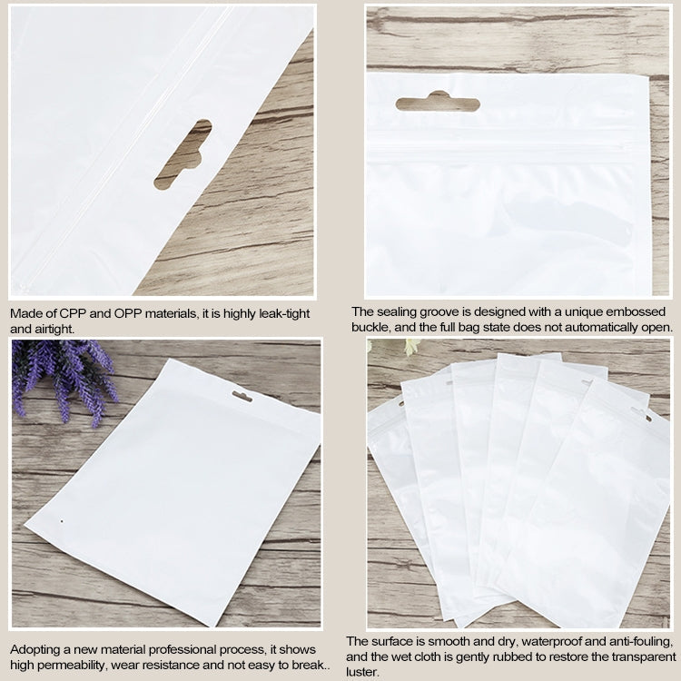 100 PCS 13cm x 24cm Hang Hole Clear Front White Pearl Jewelry Zip Lock Packaging Bag, Custom Printing and Size are welcome, 13*24cm