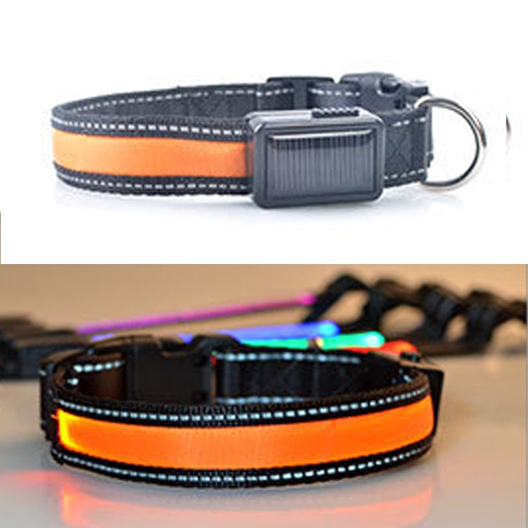 Medium and Large Dog Pet Solar + USB Charging LED Light Collar, Neck Circumference Size: S, 35-40cm, Size: S