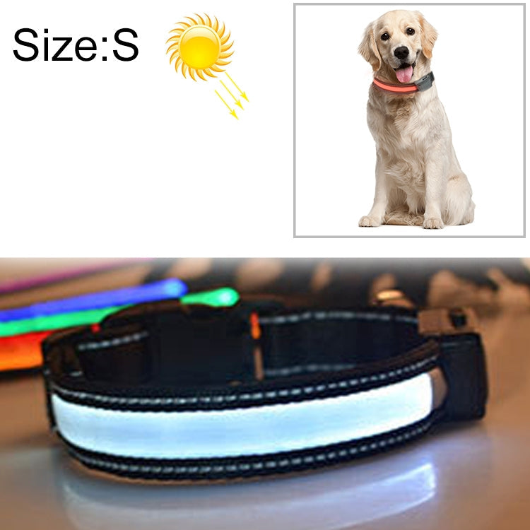 Medium and Large Dog Pet Solar + USB Charging LED Light Collar, Neck Circumference Size: S, 35-40cm, Size: S