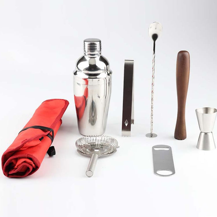 8 in 1 Stainless Steel Wine Cocktail Shaker Tools Set with Cloth Bag, Capacity: 550ml, 550ml