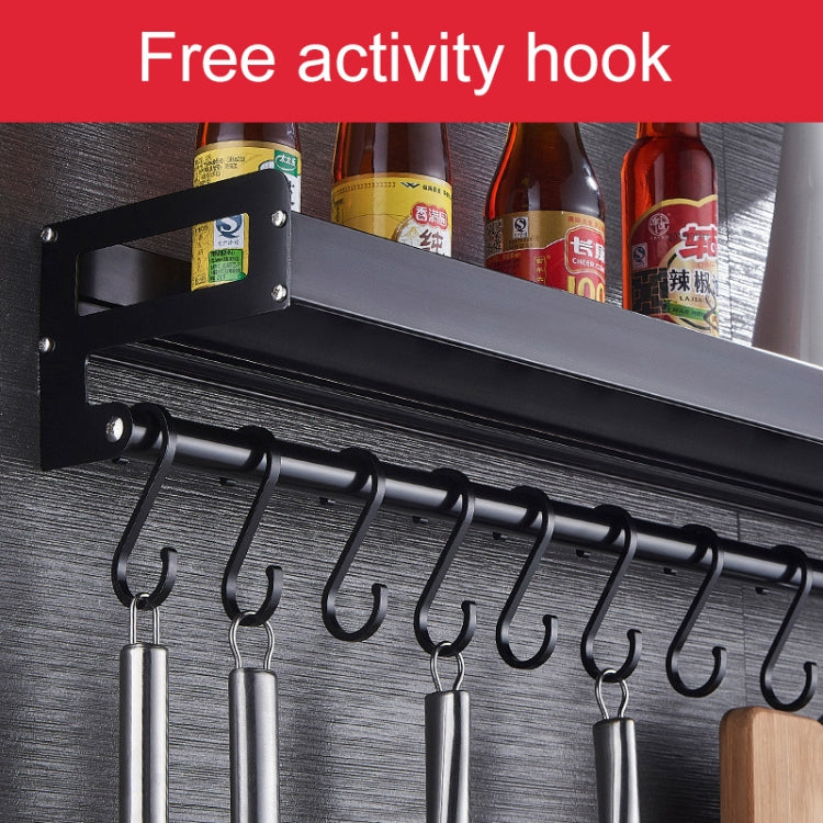 50cm 8 Hooks Kitchen Multi-function Wall Hanging Holder Seasoning Storage Rack, 50cm 8 Hooks (Black)