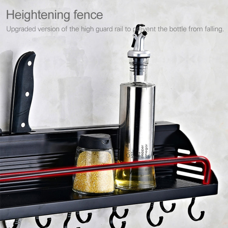 A Version 80cm 2 Cups 10 Hooks Kitchen Multi-function Wall-mounted Condiment Storage Rack, A Version 80cm 2 Cups