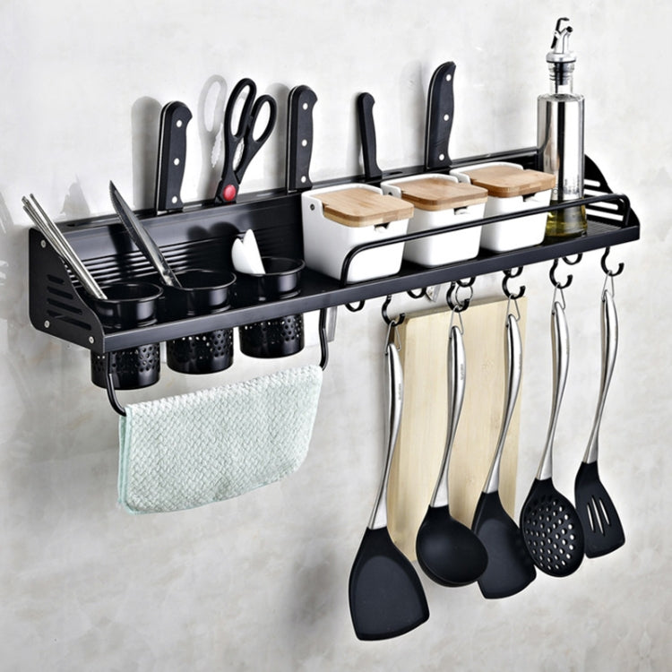 C Version 60cm 2 Cups 10 Hooks Kitchen Multi-function Wall-mounted Condiment Storage Rack, C Version 60cm 2 Cups