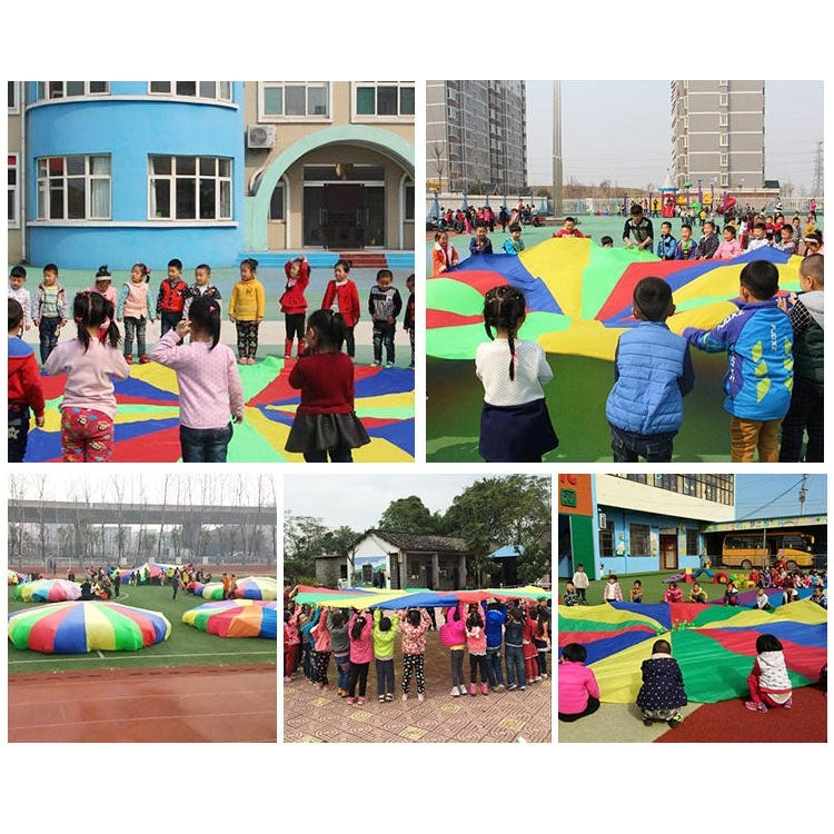 7m Children Outdoor Game Exercise Sport Toys Rainbow Umbrella Parachute Play Fun Toy with 16 Handle Straps for Families / Kindergartens / Amusement Parks, 7m  16 Handle Straps