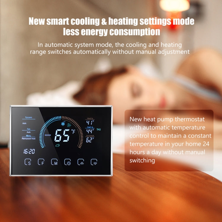 BHP-8000-WIFI-SS 3H2C Smart Home Heat Pump Round Room Brushed Mirror Housing Thermostat with WiFi, AC 24V, with WiFi