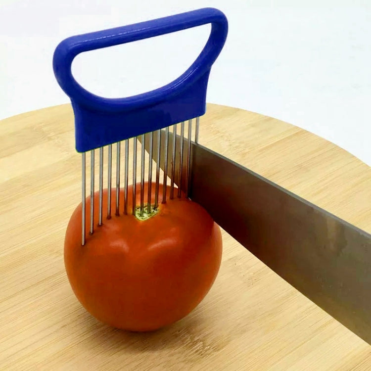 Stainless Steel Vegetable Onion Cutter Holder Meat Needle Kitchen Tools, Green, Blue, White