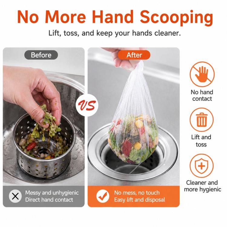 100pcs /Pack Sink Strainer Mesh Bags Disposable Kitchen Sink Filter Bags Elastic Fine Mesh Food Catcher for Sink Drain, Filter Bag