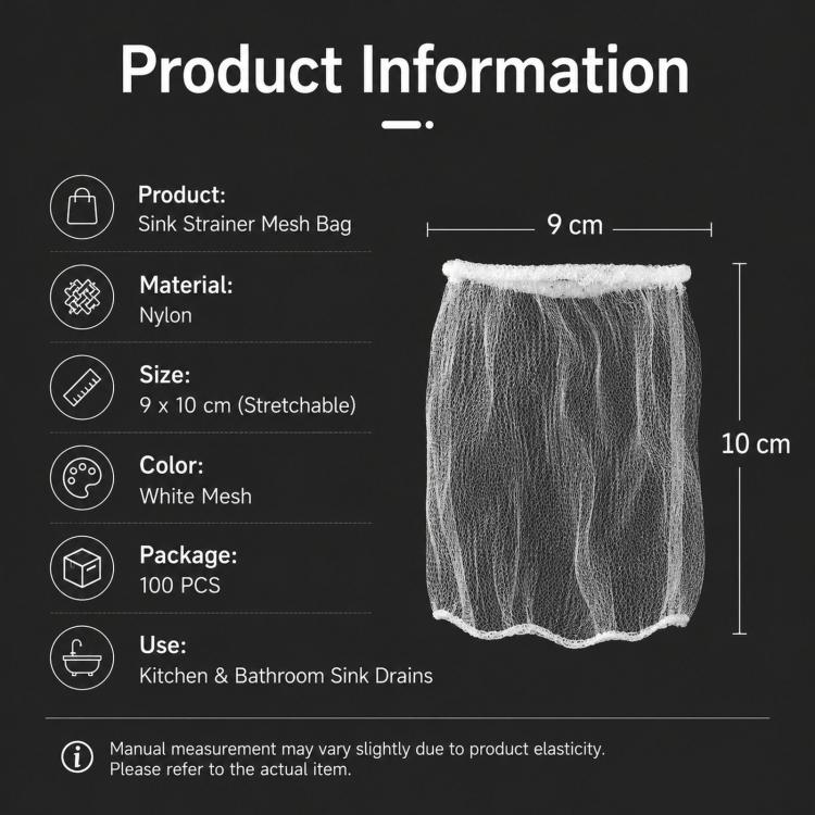 100pcs /Pack Sink Strainer Mesh Bags Disposable Kitchen Sink Filter Bags Elastic Fine Mesh Food Catcher for Sink Drain, Filter Bag