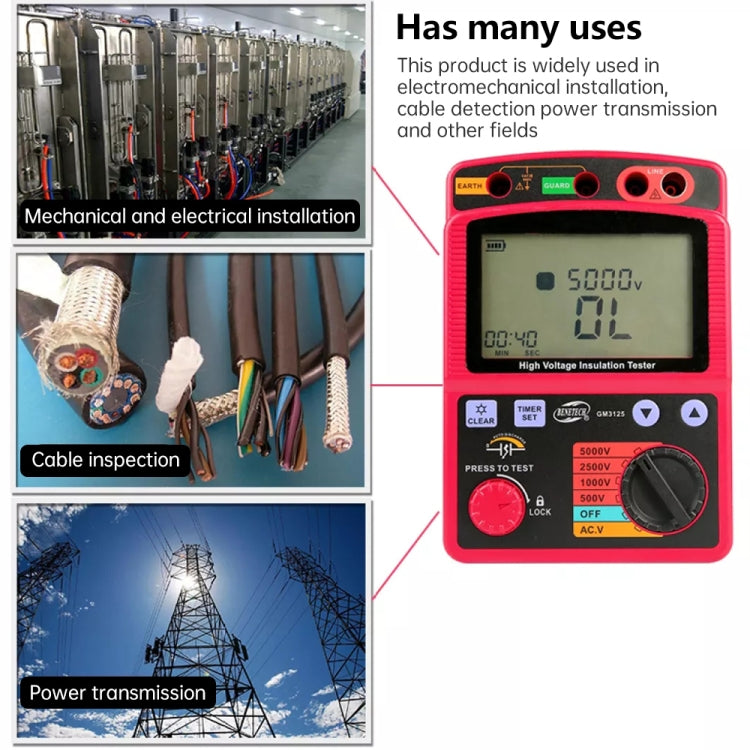 BENETECH GM3125 High Voltage Insulation Tester Resistance Tester, GM3125