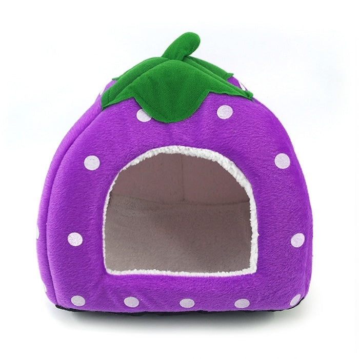 Strawberry Shaped Foldable Short Plush Pet House Nest, Size: S, Purple, Size S, Red, Size S, Pink, Size S, Blue, Size S