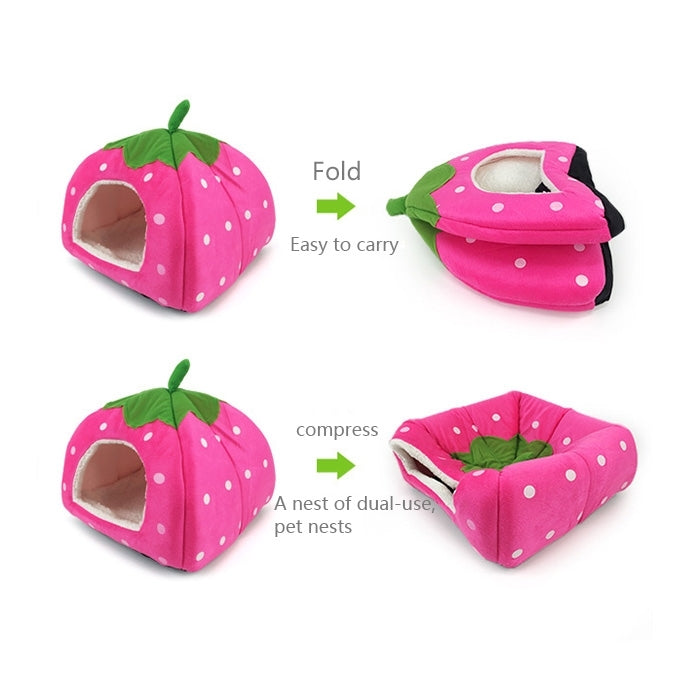Strawberry Shaped Foldable Short Plush Pet House Nest, Size: S, Purple, Size S, Red, Size S, Pink, Size S, Blue, Size S