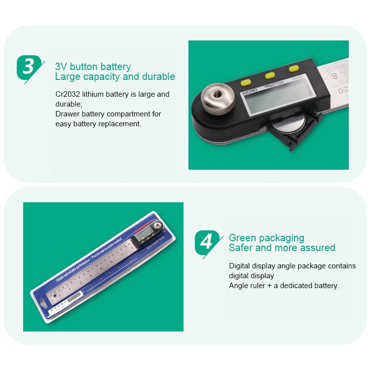 Digital Display Angle Finder Meter Protractor Goniometer Ruler, Measure Range: 500mm, 500mm Ruler