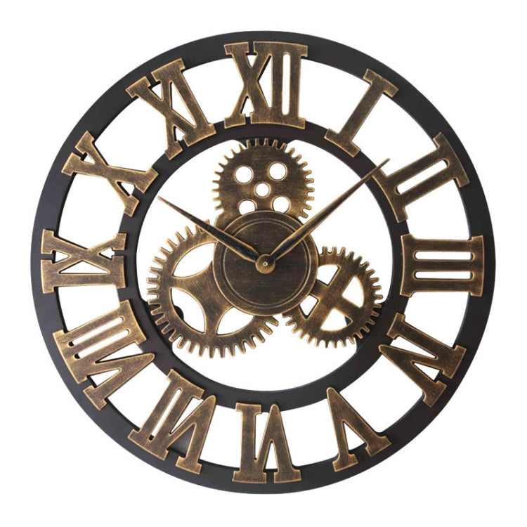 Retro Wooden Round Single-sided Gear Clock Rome Number Wall Clock, Diameter: 70cm, Rome Number 70cm, Rome Number  70cm