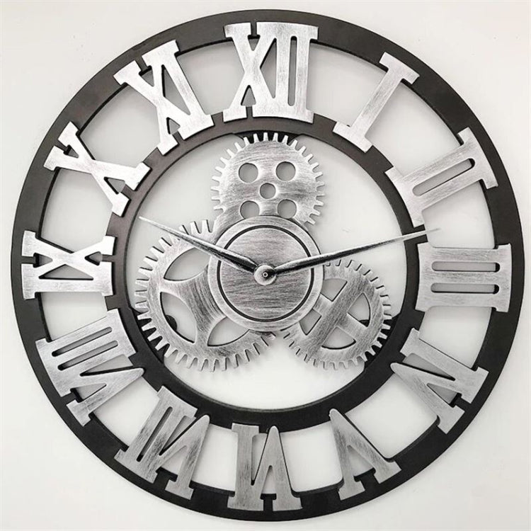 Retro Wooden Round Single-sided Gear Clock Rome Number Wall Clock, Diameter: 70cm, Rome Number 70cm, Rome Number  70cm