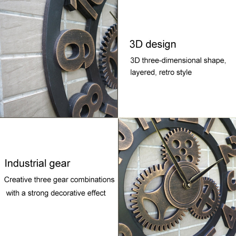 Retro Wooden Round Single-sided Gear Clock Rome Number Wall Clock, Diameter: 70cm, Rome Number 70cm, Rome Number  70cm