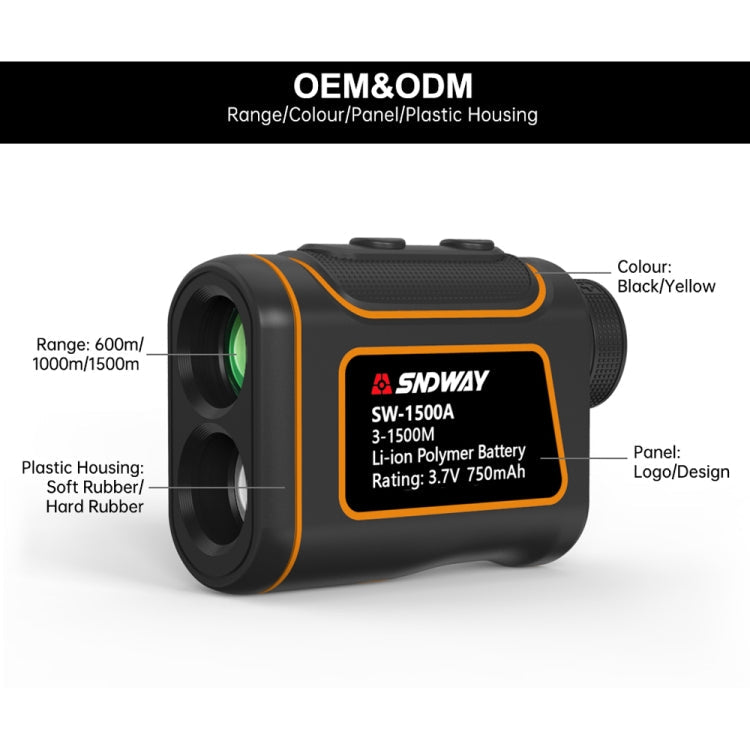 SNDWAY SW1000A Handheld Outdoor Waterproof Telescope Range Finder Distance Measurer, 1000m, 1000m