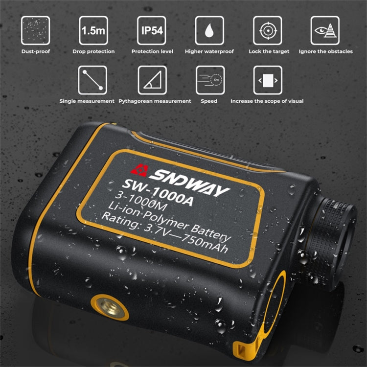 SNDWAY SW1500A Handheld Outdoor Waterproof Telescope Range Finder Distance Measurer, 1500m, 1500m