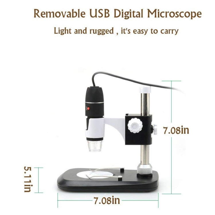 DMS-MDS800 40X-1600X Magnifier 2.0MP Image Sensor USB Digital Microscope with 8 LEDs & Professional Stand, 40X-1600X