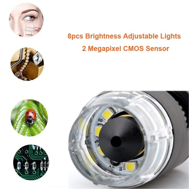 DMS-MDS800 40X-1600X Magnifier 2.0MP Image Sensor USB Digital Microscope with 8 LEDs & Professional Stand, 40X-1600X