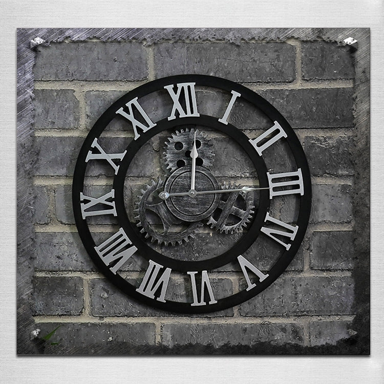 Originality American Industrial Style Wood Vintage Old Gear Wall Clock, Diameter: 50cm, Rome Number 50cm, Rome Number  50cm