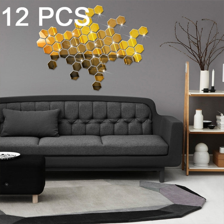 12 PCS 3D Hexagonal Mirror Wall Stickers Set, Size: 10*10cm, Size: 10*10cm (Black), Size: 10*10cm (Gold), Size: 10*10cm (Red), Size: 10*10cm (Silver)
