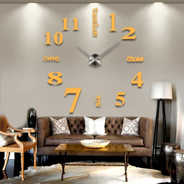 Creative 3D Mirror DIY Wall Sticker Clock, Size: 120*120cm, Size: 120*120cm(Yellow), Size: 120*120cm(Black), Size: 120*120cm(White)