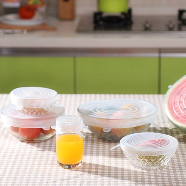 6 PCS / Set Food Grade Silicone Sealing Lids Fresh Keeping Covers, Silicone Sealing Lids