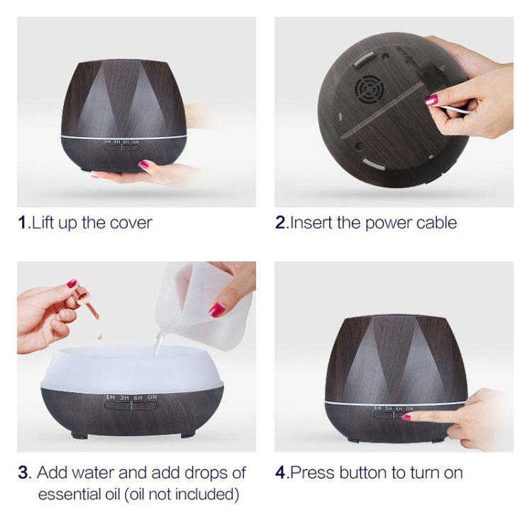 Peach Shape Wood Grain Remote Control Ultrasonic Humidifier Aromatherapy Machine Automatic Alcohol Sprayer with LED Lights, Capacity: 400mL, UK Plug (Dark Wood Color), Peach Shape Dark Wood Color, Peach Shape Light Wood Color, Diamond Dark Wood Color  ...