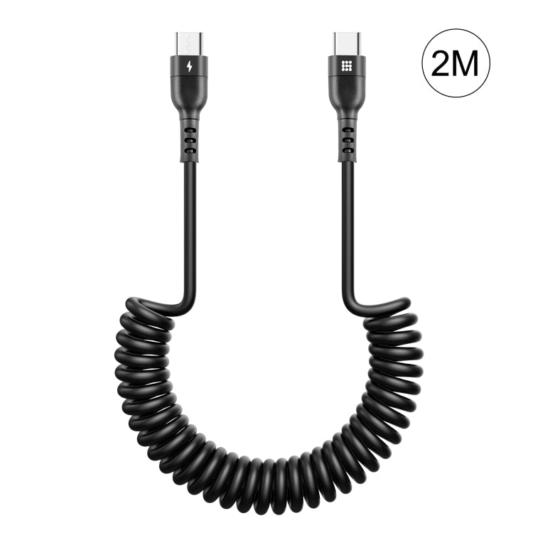 HAWEEL 2m 5A USB-C / Type-C to USB-C / Type-C Retractable Coiled PD Fast Charging Cable, 2m 5A Type-C