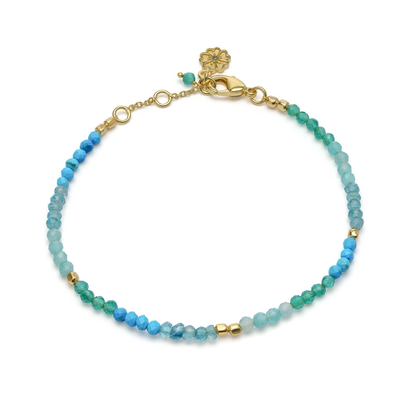 Milos Mixed Gemstone Beaded Bracelet Amazonite, Copper Turquoise & Green Jade