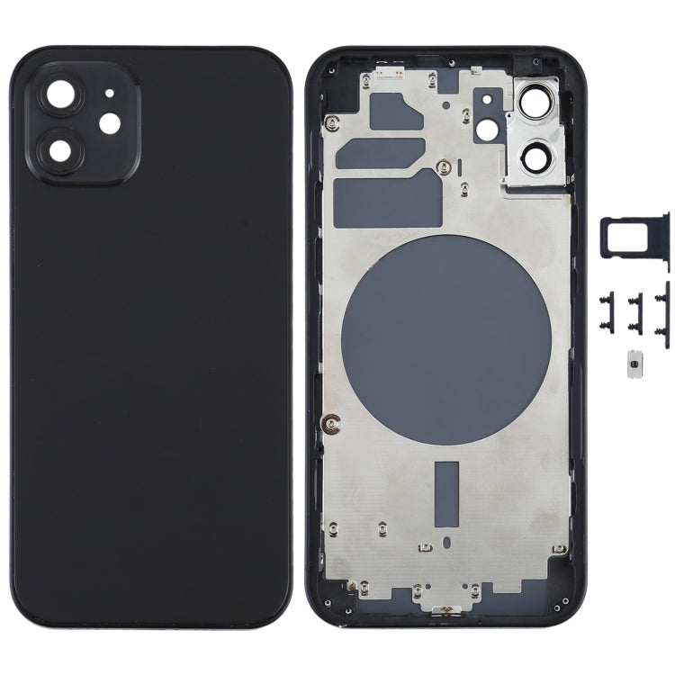 Back Housing Cover with SIM Card Tray & Side  Keys & Camera Lens for iPhone 12(White), For iPhone 12(with SIM Card Tray), For iPhone 12(with Card Tray), Back Housing Cover for 12