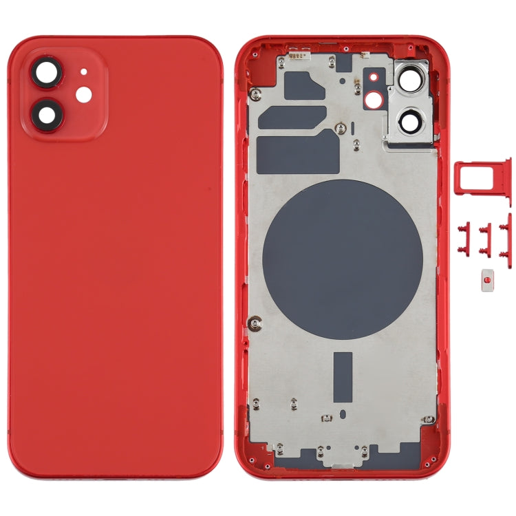 Back Housing Cover with SIM Card Tray & Side  Keys & Camera Lens for iPhone 12(White), For iPhone 12(with SIM Card Tray), For iPhone 12(with Card Tray), Back Housing Cover for 12