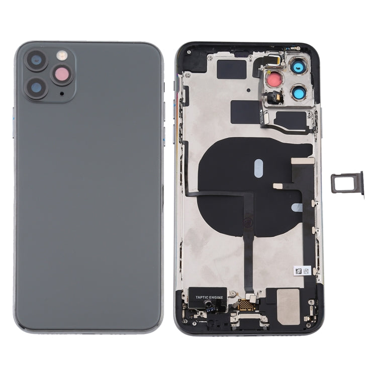Battery Back Cover Assembly (with Side Keys & Power Button + Volume Button Flex Cable & Wireless Charging Module & Motor & Charging Port & Speaker Ringer Buzzer & Card Tray & Camera Lens Cover) for iPhone 11 Pro, For iPhone 11 Pro                      ...