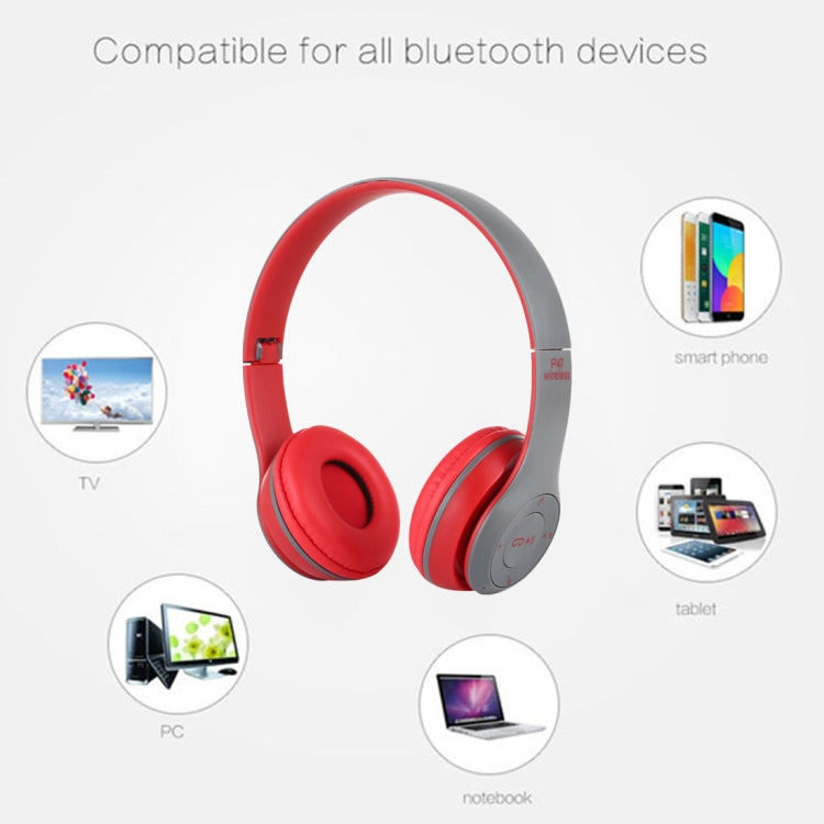 P47 Foldable Wireless Bluetooth Headphone with 3.5mm Audio Jack, Support MP3 / Call, P47 Black, P47 Blue, P47 Red, P47 White, P47 Green