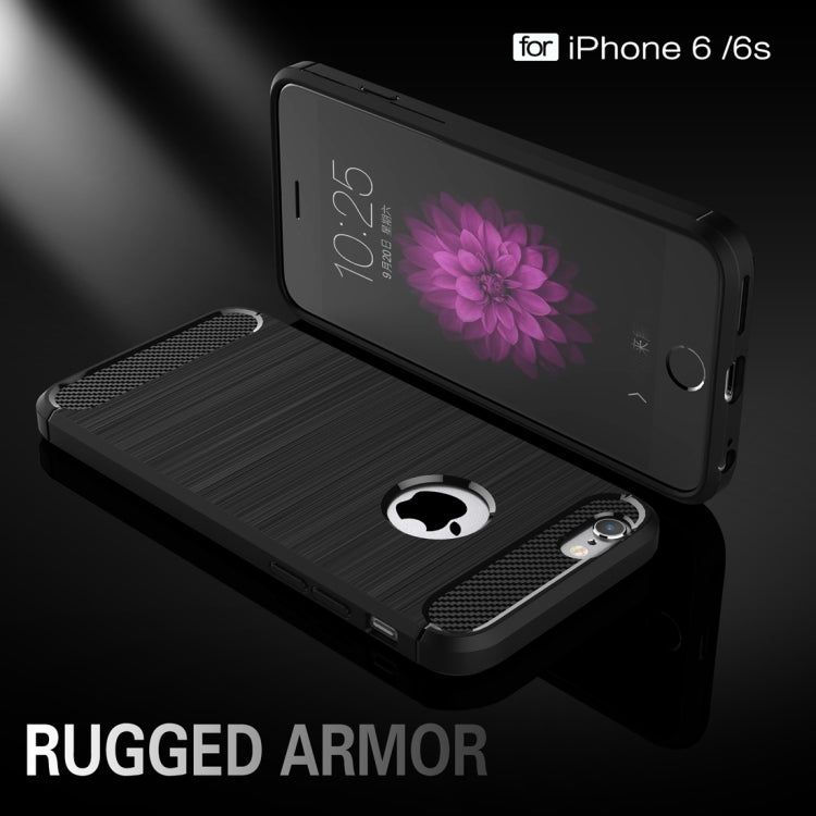 For iPhone 6 & 6s Brushed Texture Fiber TPU Rugged Armor Protective Case, For iPhone 6 & 6s