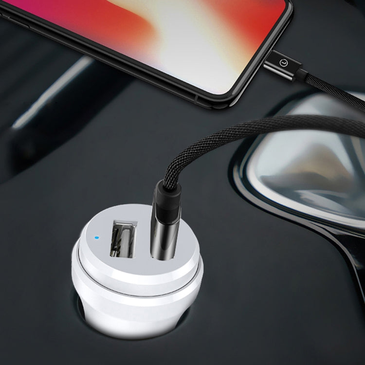 ipipoo XP-1 Dual USB Car Fast Charging Charger with Android Line, XP-1 (White)