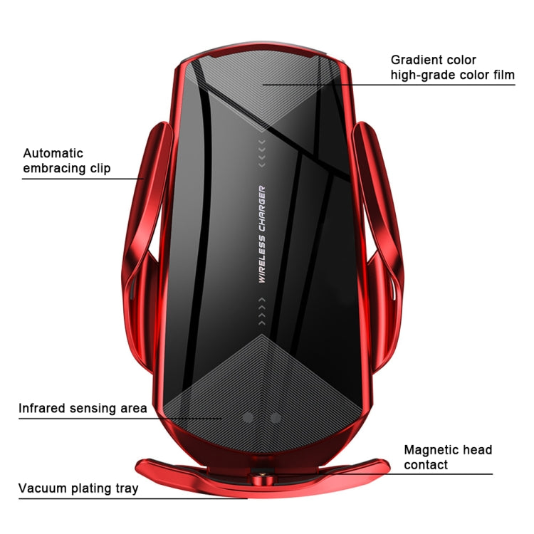 Q2 15W Universal Rotation Infrared Induction Magnetic Car Wireless Charging Mobile Phone Holder with Micro USB + 8 Pin + Type-C / USB-C Magnetic Connector, Q2 Black, Q2 Red, Q2 Silver